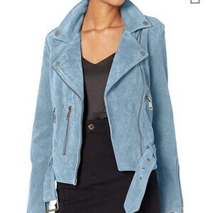 PHILOSOPHY faux suede jacket large blue